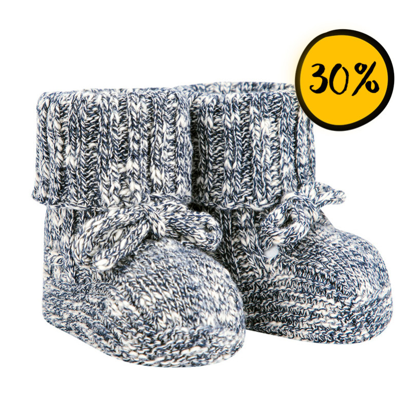 Twisted thread ribbed baby booties BLUE