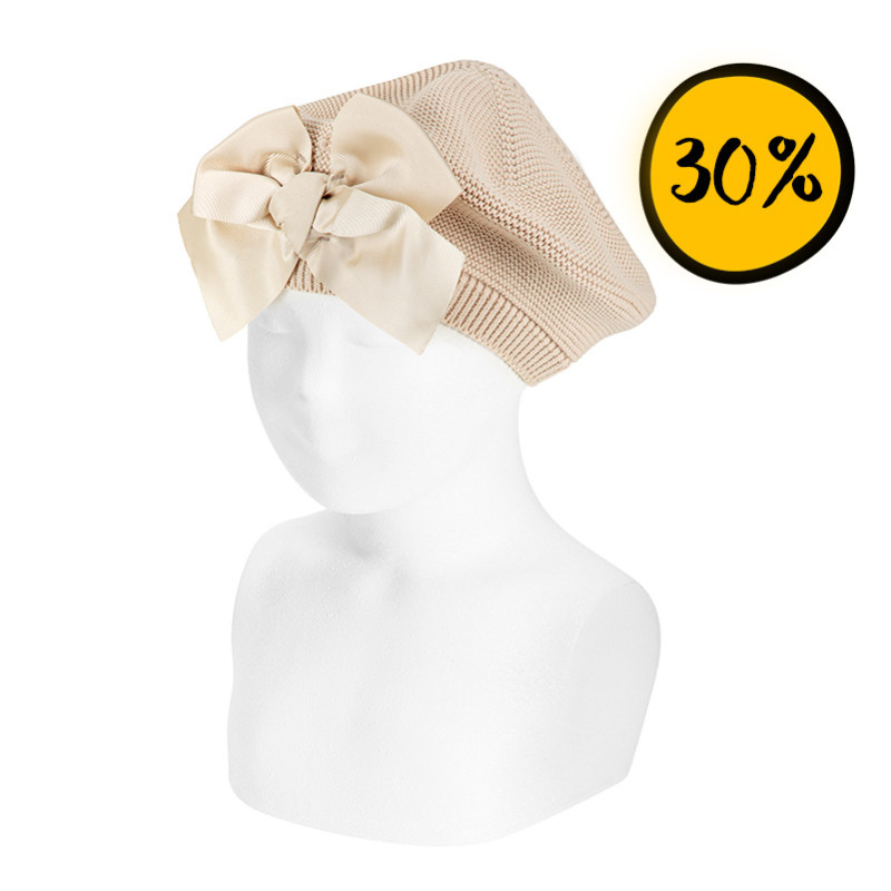 Basco cotone punto legaccio grande fiocco grosgrain LINO